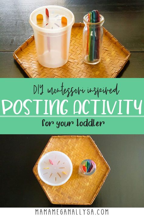 A simple DIY posting activity for your toddler using popsicle sticks and some recycling Diy Montessori, Montessori Method, Montessori Diy, Diy Popsicle, Rainbow Order, Tot School, Popsicle Stick, Montessori Toddler, Montessori Activities