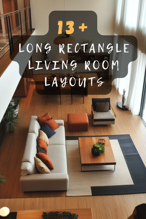 Struggling With A Long, Narrow Living Room? 🛋️📏 Discover 13 Layouts That Maximize Space And Enhance Flow In Your Home. Perfect For Creating A Cozy, Functional Area. Curious How? Click To Find Out! 🏠 #LivingRoomLayouts #RectangleRooms #SpaceMaximization #HomeDesign #InteriorTips Lounge Room Layout Furniture Placement, Long Shaped Living Room Layout, Parallel Sofas Small Living Rooms, Living Room Decor Rectangle Spaces, Divided Living Room Ideas, Large Living Area Ideas Room Layouts, 20x10 Living Room Layout, 2 Living Rooms In One Space Layout, Minimalist Large Living Room