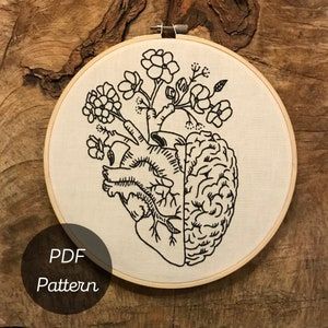 Embroidery PDF Pattern Hand Embroidery Guide DIY | Etsy Diy Broderie, Heart And Lungs, Sewing Embroidery Designs, Hand Embroidery Art, Crewel Embroidery, Embroidery Hoop Art, On The Run, Hand Embroidery Patterns, Embroidery Inspiration