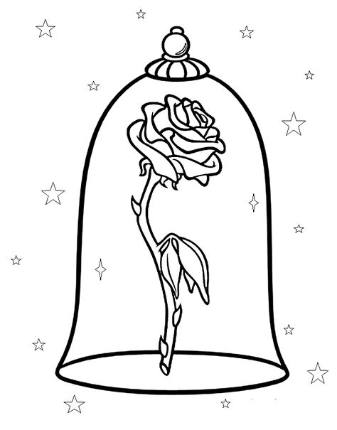 Beauty And The Beast Rose Drawing, Beauty And The Beast Drawing, Rose Drawing Simple, Beauty And The Beast Tattoo, Beauty And The Beast Rose, Rose Coloring Pages, Drawing Faces, Svg Images, Pencil Drawings Easy