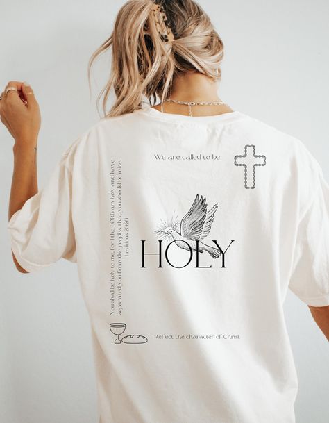 Holy T Shirt Christian T Shirt For Men Comfort Colors Faith T Shirt Faith Based Apparel Christian Streetwear Aesthetic Christian Tee Jesus T A reminder that we need everyday! This beautiful message is displayed on the softest Comfort Colors Shirt, as we only source from the best. Be bold about your faith, and spread the good news of Jesus's love wherever you go. An amazing gift for a loved one, or to be added to your wardrobe today ✧.* PRODUCT DETAILS: ✰ The SOFTEST, gets-better-with-every-wash Christian Shirts Men, T Shirt Design Christian, Cool Christian Shirts, Vintage Christian Graphic Tees, Love Like Jesus Shirt, Christian Merch Aesthetic, T Shirt Design Aesthetic, Christian T Shirt Ideas, Christian Tshirt Design Ideas