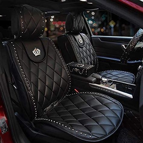 Custom Car Accessories, Leather Car Seat Covers, Leather Car Seats, Car Seat Cover Sets, Car Seat Cushion, Low Carbon, Fancy Cars, Car Seat Cover, Black Car