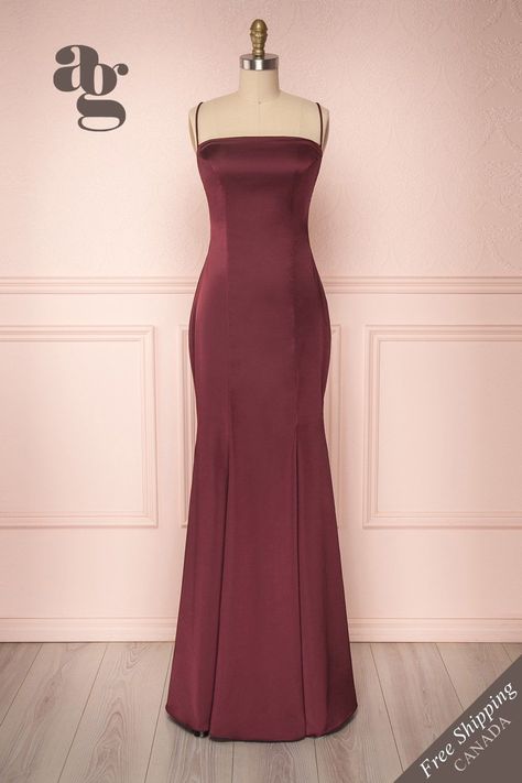 86e8f7ab32cfd12577bc2619bc635690desc52975564ri Burgundy Evening Dress, Homecoming Outfit, Boutique 1861, Evening Gowns Elegant, Grad Dresses, Dress Inspo, Vintage Inspired Dresses, Mermaid Gown, Satin Maxi Dress