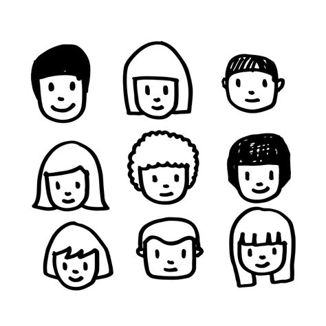 Vector Face, Face Doodles, Doodle People, Hands Icon, People Icon, 강아지 그림, Face Icon, Cake Logo, Font Illustration