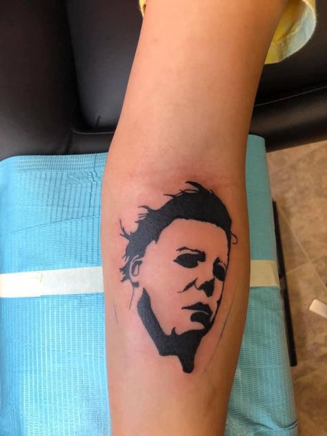 Michael Myers Tattoos, Michael Myers Portrait, Micheal Myers Tattoo, Jason Voorhees Tattoo, Sage Green Aesthetic Wallpaper, Shelbyville Indiana, Michael Myers Tattoo, Myers Tattoo, Here Tattoo