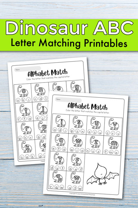 Get ready for some fun and educational alphabet learning! Our free dinosaur alphabet printables are sure to entertain your preschoolers while also helping them to learn letter recognition. They'll be having so much fun, they won't even know they're learning! Download your free resources now and get the kids started on their dino learning journey! #alphabetlearning #dinosauresources #freeprintable Dinosaur Letters Alphabet Free Printables, Dino Alphabet Free Printable, Dinosaur Letters Free Printables, Dinosaur Alphabet Printables Free, D Is For Dinosaur, Dinosaur Preschool, Teaching Letter Recognition, Teaching Preschoolers, Dinosaur Activities Preschool