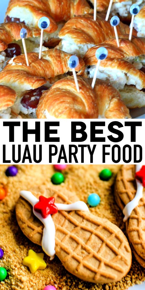 Lu Au Party, Hawaiian Birthday Food Ideas, Food Ideas For A Luau Party, Hawaiin Party Ideas Food, Hawaiian Themed Food Appetizers, Food For Moana Themed Party, Hawaiian Party Food Ideas Luau Birthday, Moana Themed Party Food, Tiki Party Appetizers