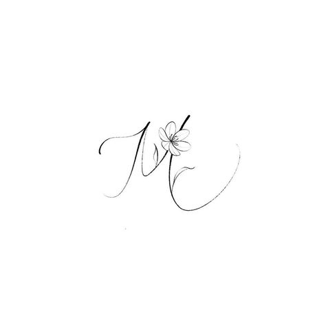 M Tattoo With Flowers, Small Letter M Tattoo, Mm Tattoo Ideas, M Tattoos Letter, S Tattoo Letter Initial With Flower, Mila Tattoo Name, Letter M Tattoo Designs, Initial M Tattoo, M Tattoo Design