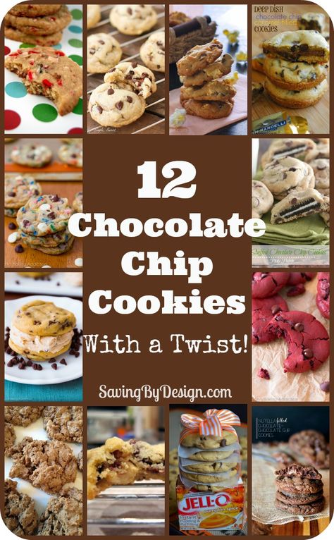 12 Chocolate Chip Cookies With a Twist...Red Velvet, Oreo Stuffed, Cake Batter, Caramel Filled, and many more! #Cookies #CookieRecipe #ChocolateChip #ChristmasCookies Red Velvet Oreo, Cookie Brownie Bars, Sweet Cravings, Recipe Roundup, Delicious Treats, Yummy Sweets, Favorite Cookies, Cookies Recipes Chocolate Chip, Cookie Desserts