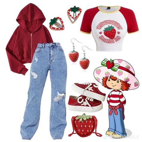 Aesthetic Outfits Autumn, Strawberry Shortcake Halloween Costume, Casual Outfit Winter, Autumn Outfits Ideas, Strawberry Shortcake Outfits, Winter Outfit Aesthetic, Strawberry Shortcake Costume, Fashion Outfits Aesthetic, Abi Motto