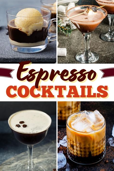 These potent espresso cocktails will make you feel like a true bartender! From martinis to white Russians to Irish coffees, these drinks will perk you right up! Espresso Liquor Drinks, Espresso Alcoholic Drink, Espresso Vodka Drinks, Coffee Liquor Drinks, Espresso Cocktails, Kahlua Drinks, Espresso Vodka, Homemade Kahlua, Cocktails To Make At Home