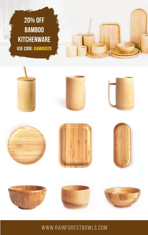 Bamboo Product Design, Cafe Landscape, Bamboo Bowls, Bamboo Kitchen Utensils, Kitchen Essentials List, Craft Ideas Paper, Bamboo Bowl, Bamboo Diy, Eco Homes