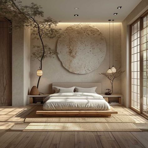 Zen Style Interior Design, Zen Style Interior, وابي سابي, Japanese Style Bedroom, Japandi Bedroom, Japanese Bedroom, Zen Interiors, Japandi Design, Zen Bedroom