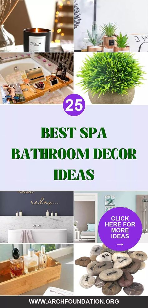 25 Amazing Spa Bathroom Decor Ideas for Your Ultimate Retreat Tub Decorating Ideas Master Bath, Small Spa Bathroom Ideas Bohemian, Bathroom Ivy Decor, Spa Sink Ideas, Soaker Tub Decor Ideas Master Bath, Spa Theme Bathroom Ideas Master Bath, Spa Bathroom Wall Art, Jacuzzi Decorating Ideas, Spa Bathtub Decor Ideas