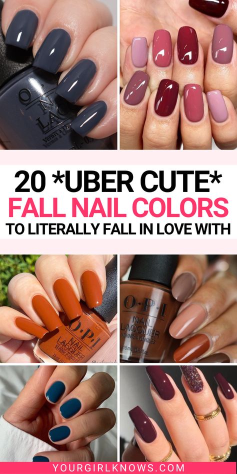 Looking for the perfect fall nail colors? Look no further! These 20 cuties are sure to give you all the autumn vibes. Get your seasonal mani game ready with these must-haves! Click now to discover the best shades for Fall. Cute Fall Nail Colors, Fall Nail Colors Opi, Fall Toe Nails, Fall Pedicure, Popular Nail Colors, Cute Nail Colors, Pedicure Colors, Nail Polish Colors Fall, Toe Nail Color