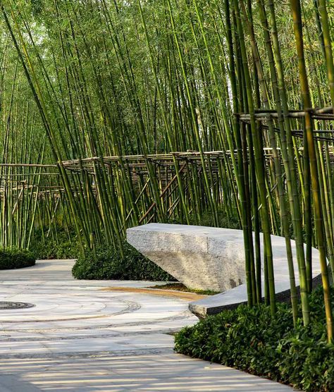 Bamboo Landscape Design, Biblical Garden, Urban Art Installation, Bamboo Landscape, Japanese Restaurant Design, Landscape Design Drawings, Walkway Design, Outdoor Walkway, Bamboo Structure