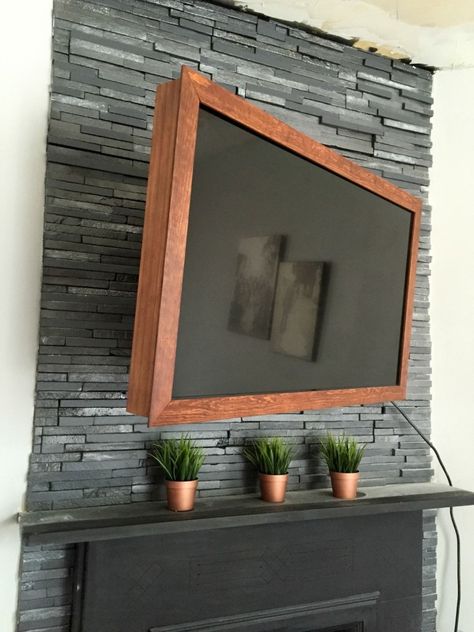 DIY $40 Wood TV Frame {works for TVs that tilt and rotate, too!} | Beginning in the Middle Wood Tv Frame, Easy Home Improvement Projects, Easy Home Improvement, Tv Frame, Wood Tv, Diy Tv, Diy Home Improvement, Diy Frame, Diy Dog Stuff