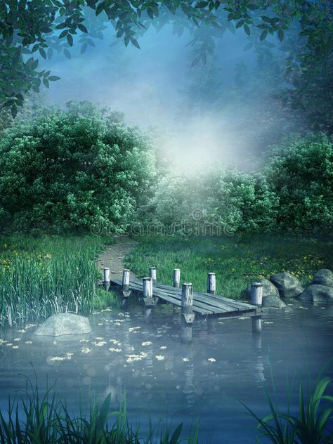 Fantasy lake. Blue scenery with a lake and a jetty , #AFFILIATE, #lake, #Fantasy, #Blue, #jetty, #scenery #ad Fantasy Lake Concept Art, Lake Drawing Reference, Fantasy Lake Art, Lake Fantasy Art, Pirate Concept, Fantasy Lake, Charlotte Core, Blue Scenery, Lake Illustration