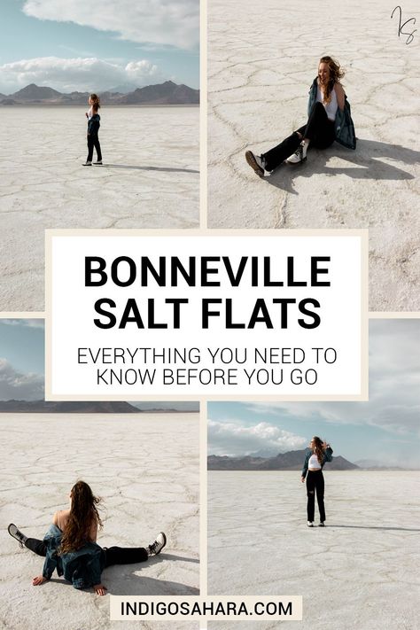 You should definitely add the Bonneville Salt Flats in Utah to your next Utah road trip itinerary. And in case you do, here is a complete, ultimate guide to these iconic Utah salt flats! I even added rules about kayaking, camping and more. #UtahRoadTripMap #BonnevilleSaltFlatsUtah #BonnevilleSaltFlatsPhotography Kayaking Down Salt Flats In Utah, Utah Salt Flats Photography, Salt Flats Utah Photoshoot, Bonneville Salt Flats Photography, Utah Salt Flats, Salt Flats Utah, Travel Utah, Utah Camping, Salt Flat