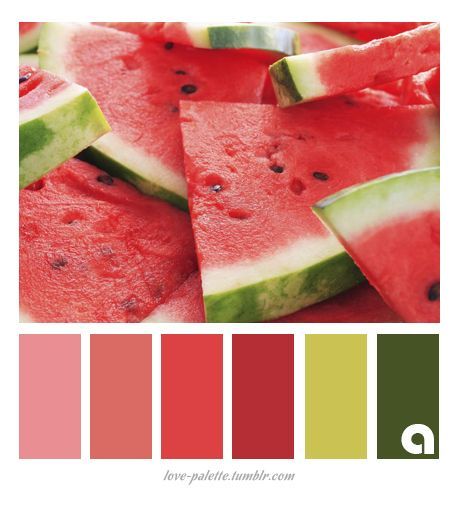 Watermelon Colour Palette, Watermelon Color Palette, Fruit Palette, Food Colors Palette, Watermelon Color, Color Mixing Chart, Color Palette Challenge, Red Colour Palette, Color Schemes Colour Palettes