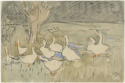 Theo van Hoytema, Ducks, 1873–1917. Vintage Nursery Decor, Duck Decor, Nursery Room Art, Duck Art, Vintage Drawing, Vintage Nursery, Arte Animal, Framed Canvas Wall Art, Animal Wall Art