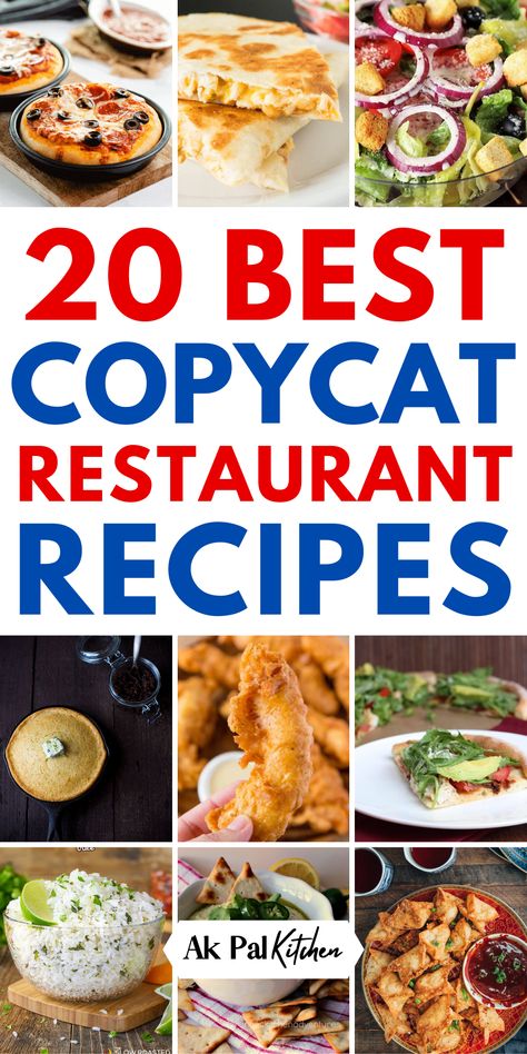 Unlock the secret to your favorite restaurant recipes with our collection of copycat restaurant recipes. Explore crave-worthy Cheesecake Factory recipes, savor restaurant-inspired recipes, and enjoy the taste of famous restaurant dishes at home. From Cracker Barrel to Taco Bell, Olive Garden to Chipotle, we've got the best restaurant copycat recipes that bring the restaurant experience to your kitchen. Create magic with copycat recipes - your restaurant favorites, your way. Resteraunt Recipes, Pappadeaux Recipe, Restaurants Recipes, Copycat Food, Restaurant Recipes Famous, Restaurant Copycat, Copy Cats, Copykat Recipes, Comfort Food Recipes Dinners