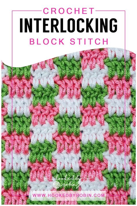 Block Crochet Stitch, Interlocking Block Stitch Crochet, Block Stitch Crochet, Interlocking Crochet Patterns, Crochet Interlocking Pattern, Block Stitch Crochet Pattern, Crochet Block Stitch, Interlocking Blocks, Quick Crochet Projects