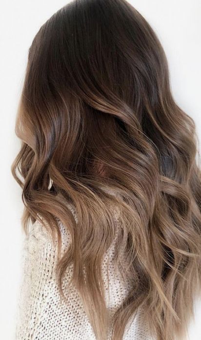 Brown Hair With Shadow Root Highlights, Brunette With Light Balayage, Light Brown Hair Boliage, Champagne Brunette Hair, Layered Brunette Balayage Hair, Brown Hair Color Melt, Lived In Brunette Balayage Straight, Brunette Balayage Ombre Hair, Light Caramel Balayage With Money Piece