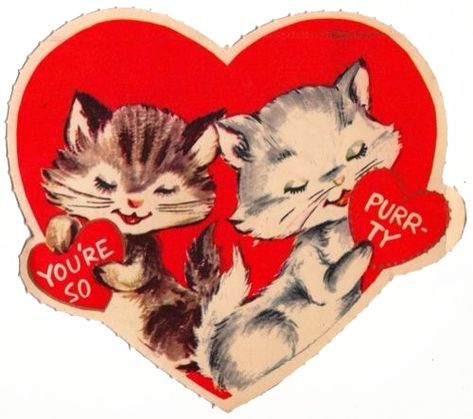 Kittens valentine Cat Valentines, Photowall Ideas, Valentine Printables, Vintage Cats, Valentine Images, Cat Images, Vintage Valentine Cards, Striped Cat, Bee Mine