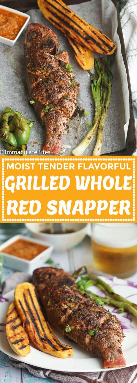 Whole Snapper Recipes, Whole Red Snapper Recipes, Whole Red Snapper, Grilled Red Snapper, Red Snapper Recipes, Whole Fish Recipes, Snapper Recipes, Grilled Fish Recipes, Night Recipes