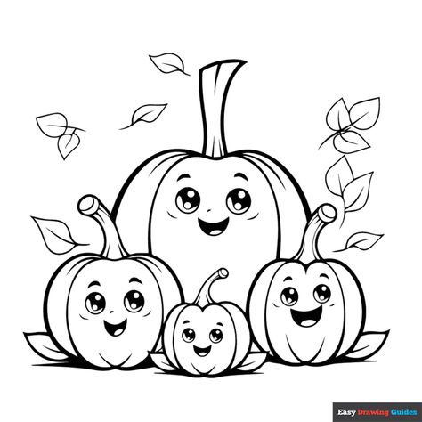 Free, printable Cute Pumpkin Family coloring page for kids. Print it out or color it online. Pumpkin Coloring Ideas, Pumpkin Coloring Pages For Kids, Pumpkin Coloring Sheet, Halloween Pumpkin Coloring Pages, Pumpkin Coloring, Leaf Coloring Page, Scary Halloween Pumpkins, Pumpkin Family, Family Coloring Pages