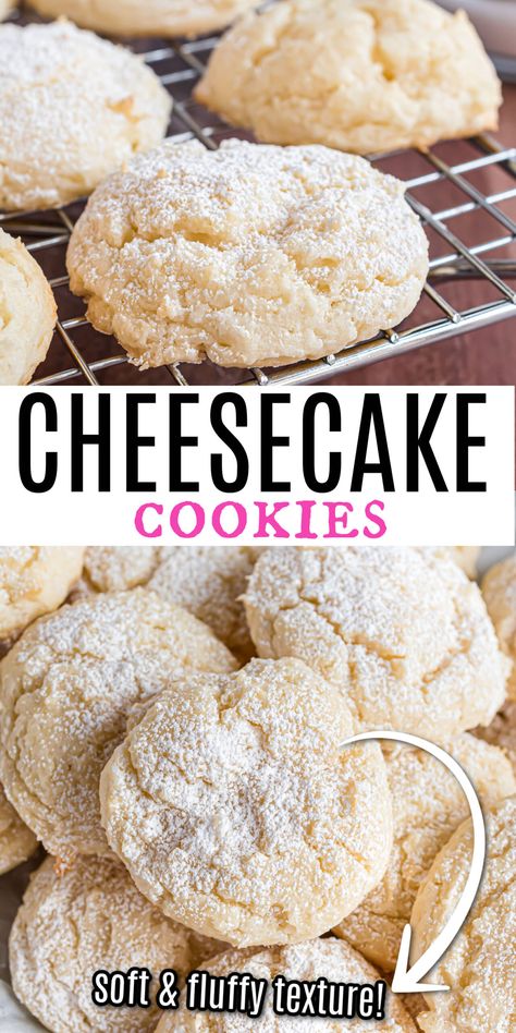 Cookies Cheesecake, Cheesecake Cookies Recipes, Cream Cheese Cookie Recipe, Cream Cheese Desserts, Cake Mix Cookie Recipes, Frozen Cookies, Cream Cheese Cookies, Cheese Cookies, Cheesecake Cookies