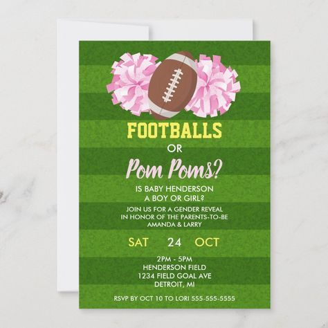 Footballs Or Pompoms Gender Reveal, Cheerleader Or Football Gender Reveal, Touchdown Or Pom Poms Gender Reveal, Gender Reveal Ideas Football Or Pom Poms, Touchdowns Or Pom Poms Gender Reveal, Gender Reveal Football Or Pom Poms, Footballs Or Pom Poms Gender Reveal, Football Or Pom Poms Gender Reveal, Football Baby Shower Theme