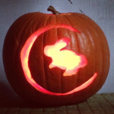 Happy belated Halloween! I got to carve my first jack-o-lantern!  Bunny on the moon - my favorite!!  #latergram #happyhalloween #halloween #jackolantern #rabbitofthemoon #tsukinousagi #firsttimer #rabbit #moonrabbit #sailormoon Pumkin Carving Bunny, Return Of The Pumpkin Rabbit, Bunny Carved Pumpkin, Rabbit Jack O Lantern, Jack O Lantern Moon And Stars, Jack Rabbit, Exotic Pets, Jack O Lantern, Pumpkin Carving