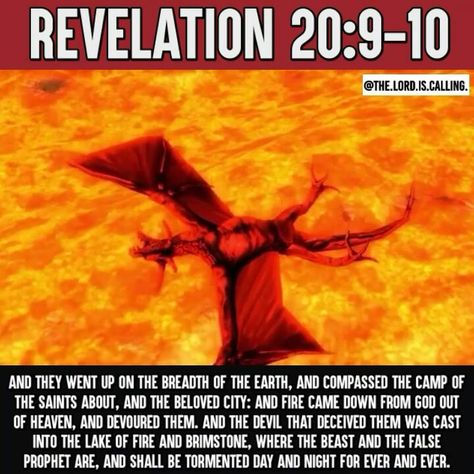 ••••••••••••••••••••••••••••• GOD WINS & THE DEVIL LOSES ••••••••••••••••••••••••••••• 🔥Revelation 20:9-10🔥 And they went up on the breadth… Bible Reflection, God Wins, Revelation 20, False Prophets, Bible Prophecy, Christian Bible Verses, Art House, Christian Bible, Bible Art