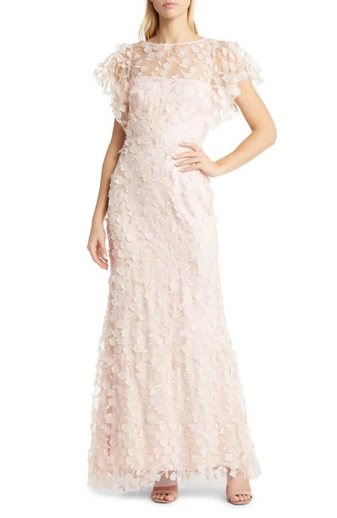 Mother Of The Bride Dresses Long, Sleeve Gown, Column Gown, Beaded Bodice, Chiffon Gown, Eliza J, Dress The Population, Romantic Dress, A Line Gown