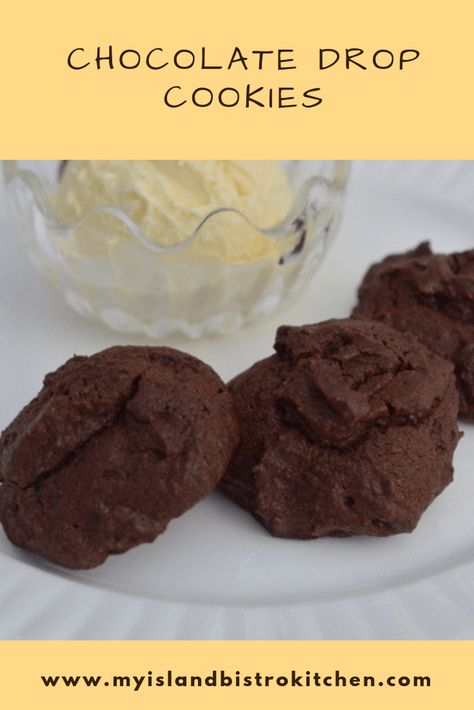 August 2013 Cookie of the Month: Chocolate Drop Cookies - My Island Bistro Kitchen Cookie Of The Month, Drop Cookies Christmas, Drop Cookies No Bake, Chocolate Drop Cookies, Lemon Drop Cookies, Drop Cookie Recipes, Bistro Kitchen, Lunchbox Treats, Drop Cookies