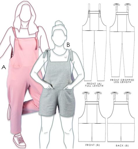 Women’s Overalls Pattern, Jumper Sewing Pattern Free, Easy Overalls Sewing Pattern Free, Bib Overalls Pattern, Sewing Patterns Free Overalls, Overall Pattern Sewing Women, Free Sewing Patterns Overalls, Pattern For Overalls, Diy Dungarees Free Pattern