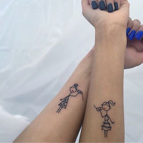 Tin-Can Phone Call Phone Tattoo, Small Best Friend Tattoos, Cute Sister Tattoos, Small Sister Tattoos, Puzzle Tattoos, Sister Tattoo Designs, Matching Best Friend Tattoos, Matching Sister Tattoos, Best Tattoos For Women