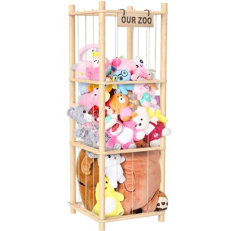 PRICES MAY VARY. 【Efficient Organization】: The Woodure toy organizer is perfect for helping your child keep their room neat and tidy. With ample space to store all their stuffed animals, the unique cage design makes it easy to pick up and put down toys. This not only keeps the room organized but also encourages your child to develop their own organizing skills and sense of responsibility. 【Sturdy Construction】: Our stuffed animal storage zoo is handcrafted from durable pine wood, ensuring a robu Ikea Stuffed Animal Storage, Zoo Stuffed Animal Holder, Stuff Animal Storage Ideas, Diy Stuffed Animal Storage, Toddler Toy Organization, Stuffed Animal Storage Zoo, Stuffed Toy Storage, Stuffed Animal Storage Ideas, Toy Closet Organization