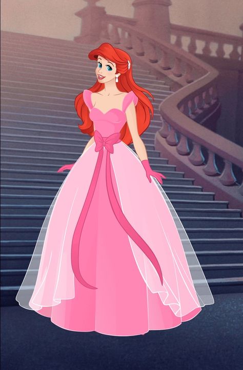 Ariel Pink Dress, Project Runaway, Disney Princess Png, Disney Horses, French Dresses, Disney Character Art, Disney Kingdom Hearts, Disney Princess Characters, Ariel Mermaid