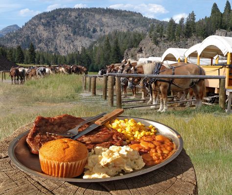 Reserve your space and join us for Old West Dinner Cookout in Yellowstone National Park. Feast on cowboy grub while enjoying tall tales. Yellowstone Lake, Yellowstone National Park Vacation, Yellowstone Vacation, National Park Lodges, Yellowstone Trip, American National Parks, Food Park, West Yellowstone, National Park Vacation