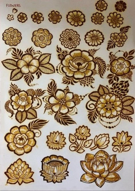 Mehendi Flowers Design, Mendhi Flowers Design, Basic Flowers In Mehendi, Types Of Flowers In Mehendi, Basic Flower Mehndi Designs, Basic Mehndi Class Day 1, Basic Mehndi Designs Class 1, Mehndi Patches Design, Flowers Mehendi Designs