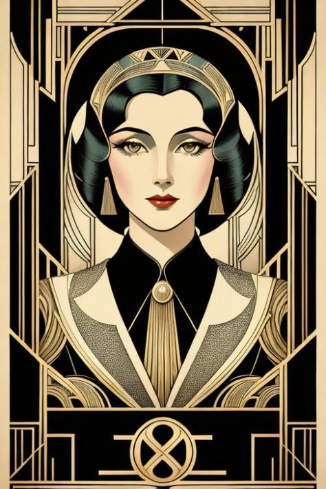 Art Deco Poster Design | Prompt for Generative AI | Powered By PlanckStudio Art Deco Digital Art, Art Deco Illustration Graphics, Art Deco Witch, Art Deco Poster Design, Gothic Art Deco, Generative Kunst, Art Deco Vector, Art Deco Exterior, Art Deco Portrait