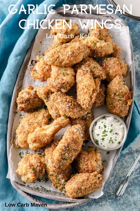 Easy Garlic Parmesan Chicken Wings (Baked) Baked Garlic Parmesan Chicken Wings, Parmesan Chicken Wings Baked, Garlic Parmesan Wings Recipe, Parmesan Wings Recipe, Parmesan Wing Sauce, Keto Chicken Wings, Wings Recipe Baked, Baked Garlic Parmesan Chicken, Braised Chicken Breast