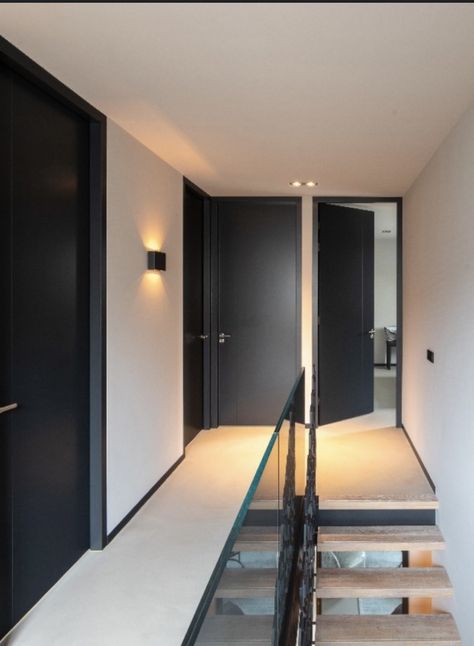 Hostel Room, Black Interior Doors, House Redesign, Home Hall Design, Hallway Designs, Hall Design, Home Design Living Room, Black Doors, Modern Farmhouse Kitchens