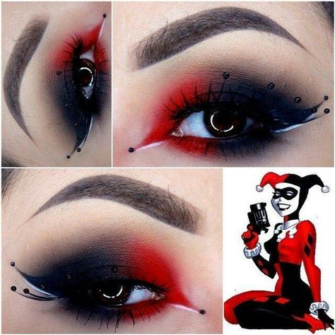 . Harley Quinn Makeup Easy Harley Quinn Makeup, Maquillage Harley Quinn, Extreme Make-up, Carnaval Make-up, Harleen Quinn, Harley Quinn Makeup, Halloweenský Makeup, Mekap Mata, Halloween Eye Makeup