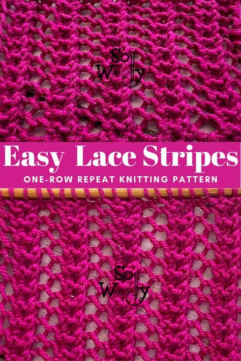 Easy Lace Stitch Knitting, Reversable Knitting Patterns Free, Easy Lacy Knit Stitches, Easy Knit Lace Shawl Pattern Free, Reversible Lace Knitting Stitches, Easy Knit Lace Pattern, Free Lace Knitting Patterns, Two Row Repeat Knitting Patterns, Knitting Lace Stitches