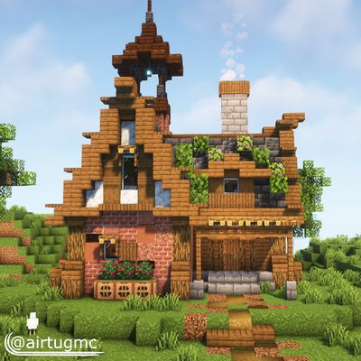 Airtugmc | Minecraft Builder | Patreon Small Medieval House, Minecraft Jungle House, Minecraft Small House, Minecraft Starter House, Minecraft Houses Blueprints, Bangunan Minecraft, Minecraft House Plans, Jungle House, Minecraft Farm