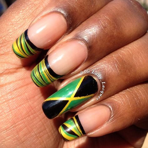 Jamaica Nails, Rasta Nails, Jamaican Vacation, Flag Nails, Tropical Nails, Emancipation Day, Vacation Nails, Nails Only, Toe Nail Designs